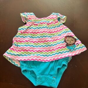 Small Wonders Pink and Blue Bodysuit with Chevron Pattern